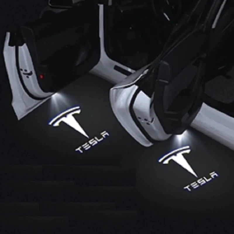 2 шт., светодиодный проектор для двери автомобиля Tesla Model S Tesla Model 3 X Y tesla model s