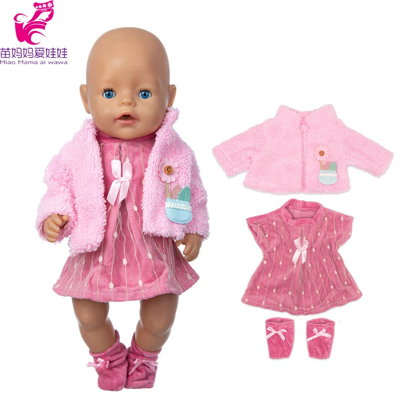 

43cm New Born Baby Doll Clothes Fur Coat Dress for 18 inch Girl Doll Clothes Toys Doll Outwear