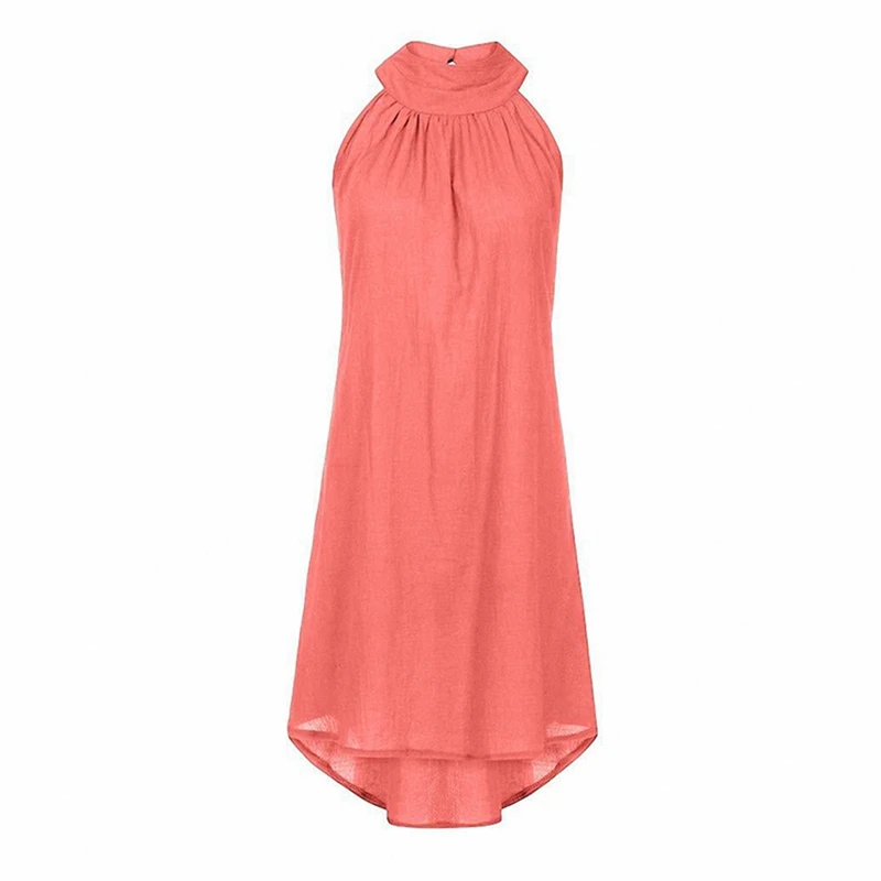 Женское однотонное асимметричное платье размер M цвет арбуз красный|Женские