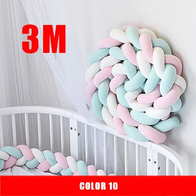 3M-10 3 м смешанные цвета плетеная Накладка для детской кроватки узел Подушка плетеная Подушка для подушек для кроватки для детской кроватки, детская подушка для декора стен в детской комнате - Цвет: 3M-10