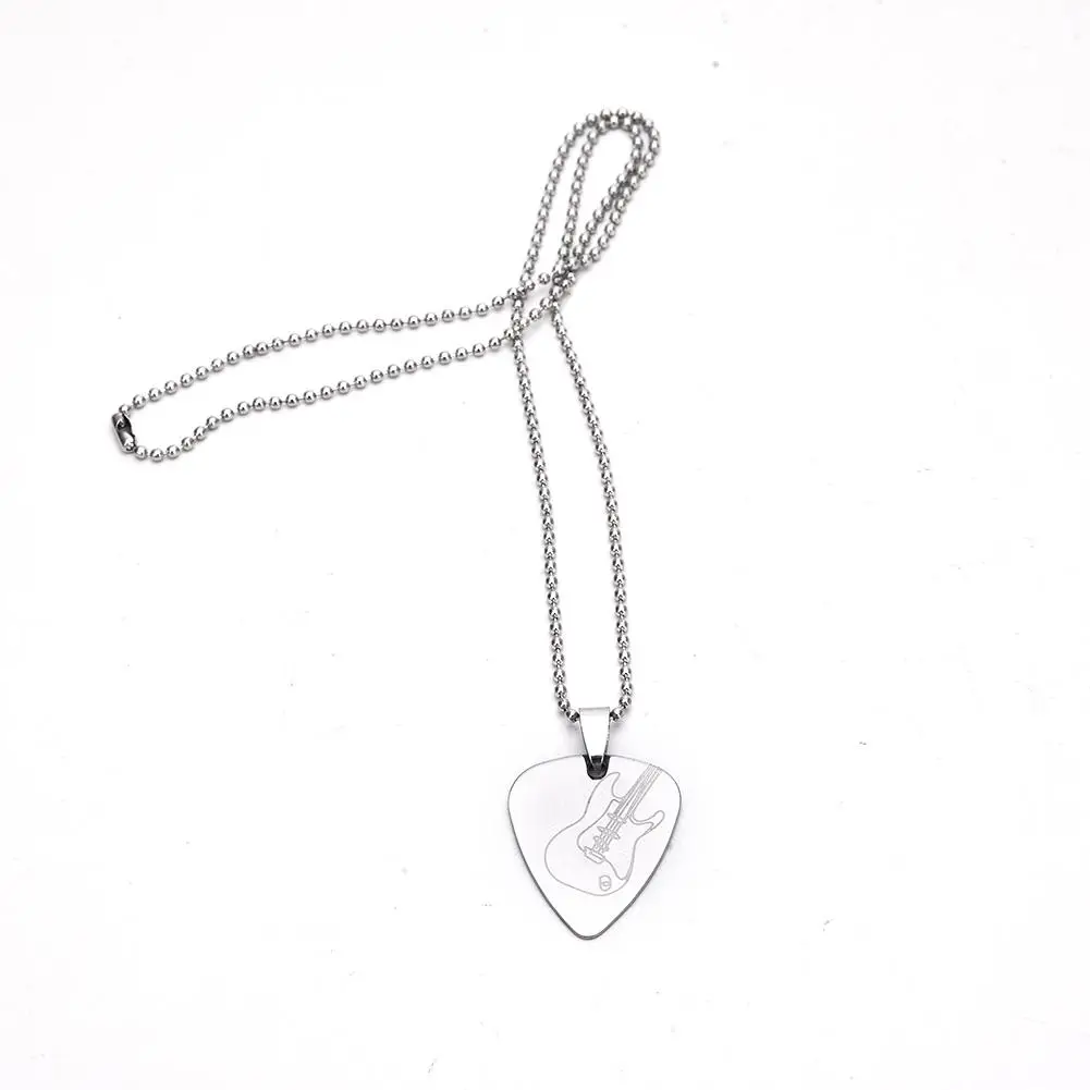 1pc metall akustische elektrische gitarre bass halskette pick durable edelstahl dünne vermittler pick mit kette für guitarra free global shi