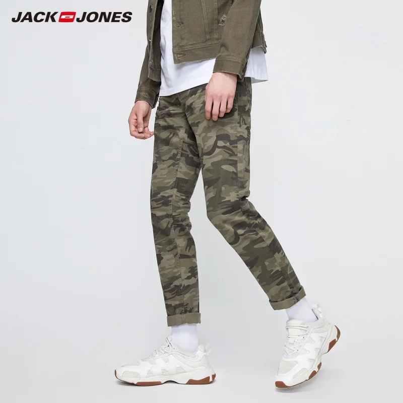 Мужские камуфляжные брюки-карго JackJones повседневные облегающие уличные джинсы