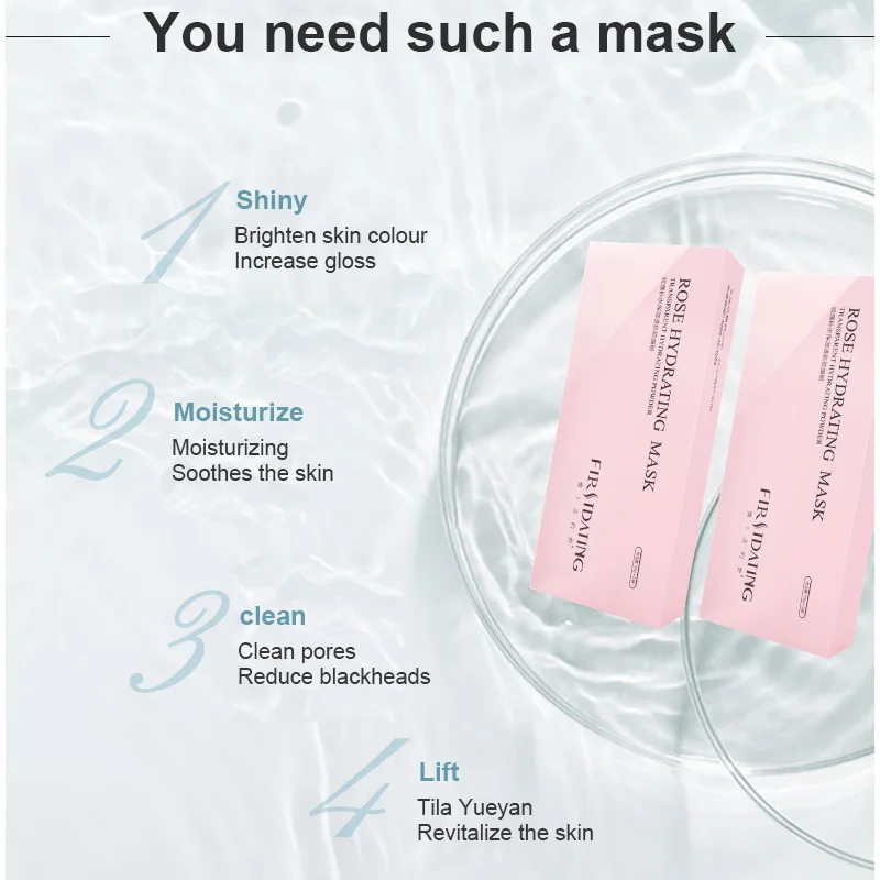 Розовая маска коллаген Роза Гиалуроновая кислота мягкая Порошковая для лица