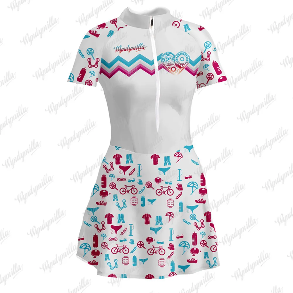 

Wyndymilla Cycling Set Skirt Bike Skirt Outfit Triathlon Skirt Dress Breathable Skinsuit Maillot Vestidinho Gym Running Sports
