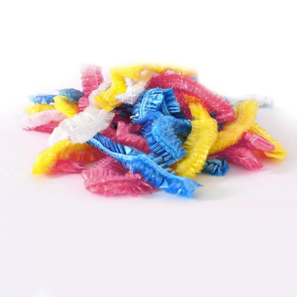 100 шт./пакет эластичный Пластик шапочка для душа Кепки s Ванна капот анти