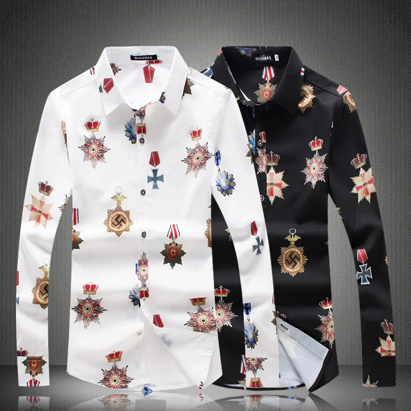 

Shirts White High Quality for 2020 New Fashion Medal Design Men Shirt Long Sleeve Slim Fit Male Clothing M-5XL #18107
