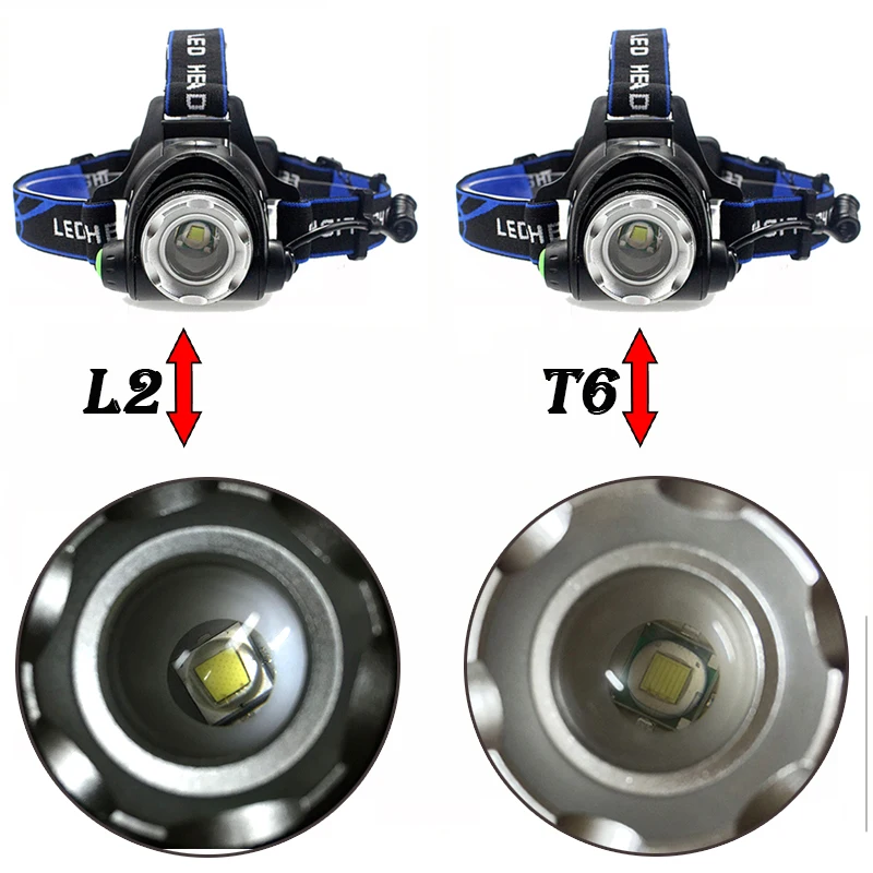 

XM-L2 U3 Led Headlamp Zoom Adjustable Headlight Flashlight Torch Waterproof Head Lamp Light Bulbs Rechargeable 18650 Battery