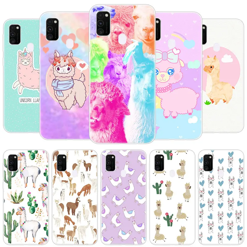 Мягкий чехол с ламой-альпакой для Samsung Galaxy M32, M12, M11, M21, M01, M02, M30S, M31S, M51, A5 2017, A6, A8 Plus, A7, A9 2018, силиконовый чехол