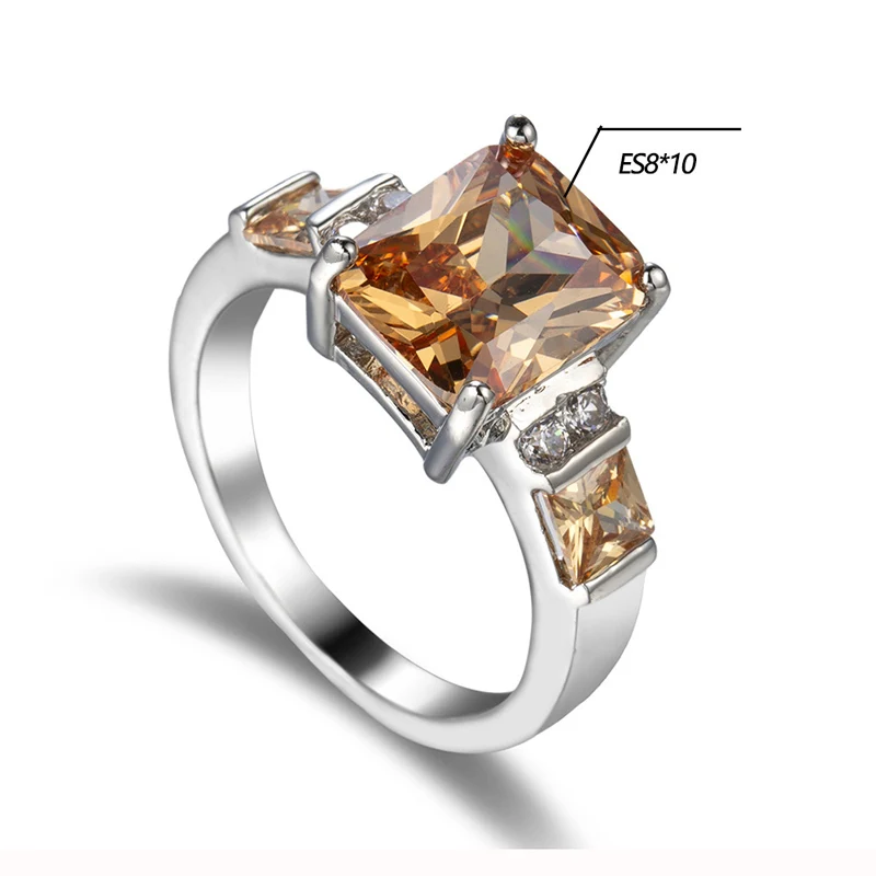 NEW Luckyshine Woman Classic AAAA Unique Fire Square Champagne CZ Silver Rings Wedding Party Holiday Gifts | Украшения и