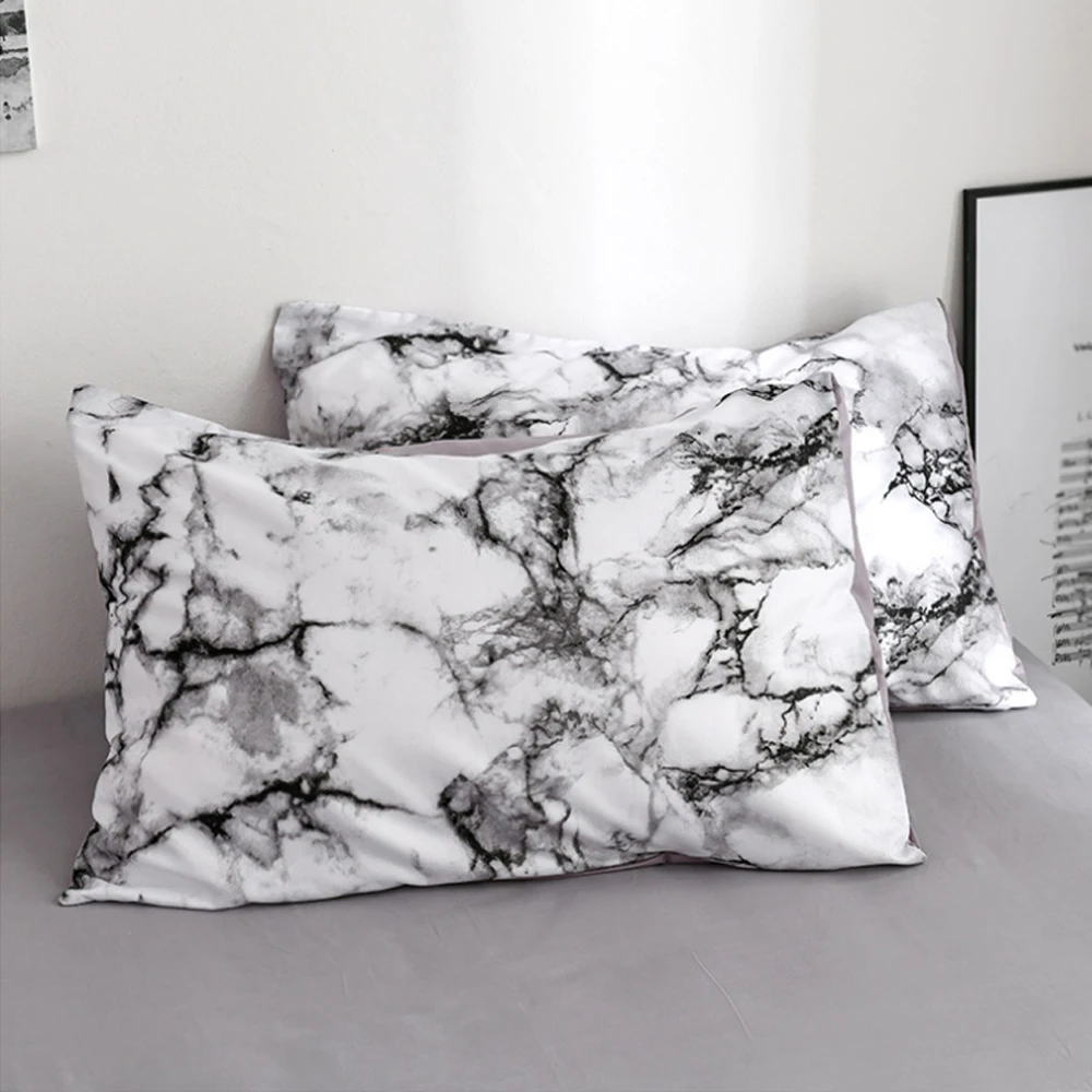 Классический черный и белый Мрамор покрывало с узором простыня для кровати
