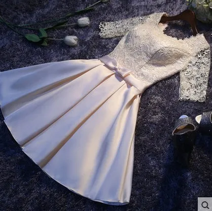 Сексуальное короткое атласное мини платье с круглым вырезом и коротким