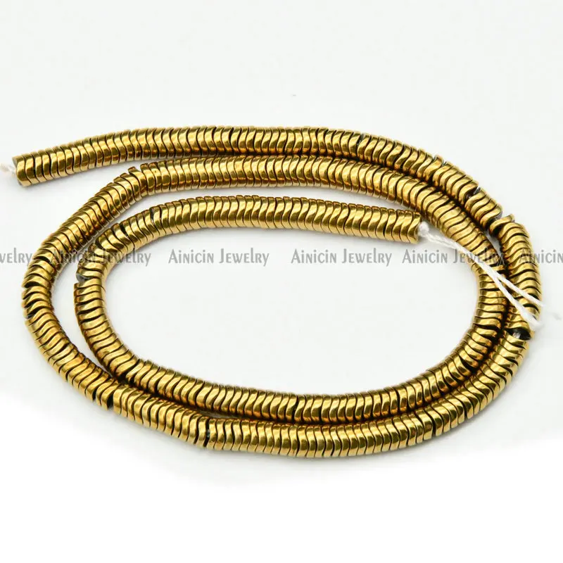 4 мм диаметр Heishi помахал форма разделитель бусины голубое золото Радуга Золотое