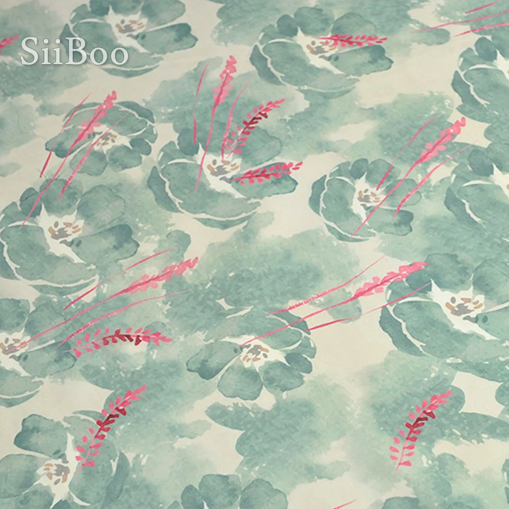 American elegant floral printed breathable silk linen fabric for women summer dress shirt skirt tela de lino y seda SP6157 | Дом и сад