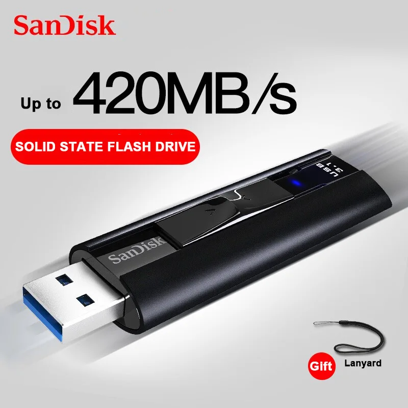 Sandisk флешка CZ880 Экстремальный PRO 128 ГБ USB 3 1 твердотельный флеш накопитель 256