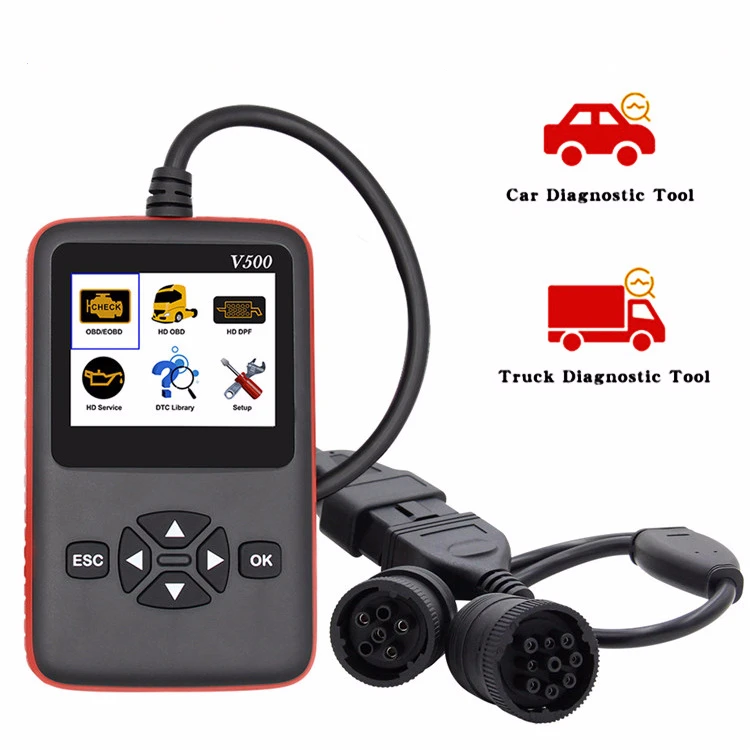 Новейший V500 OBD2 EOBD HDOBD сканер Automotivo дизельный Автомобильный сканер диагностический инструмент для Cummins Detroit ISUZU HINO двигатель