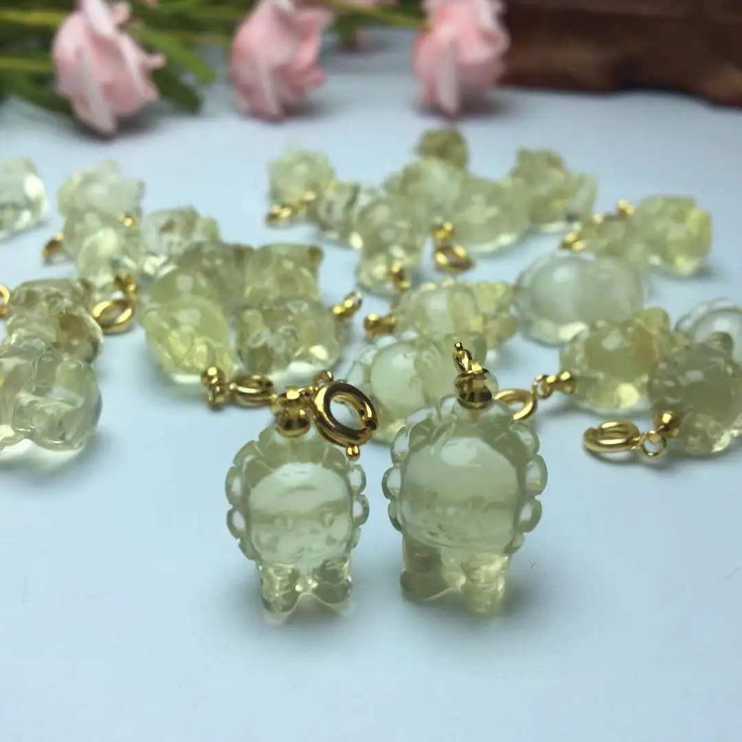 

10 шт. натуральный камень, лимон, хрусталь, резная Маленькая подвеска в виде льва, очаровательный лечебный кристалл, самодельный драгоценный ...