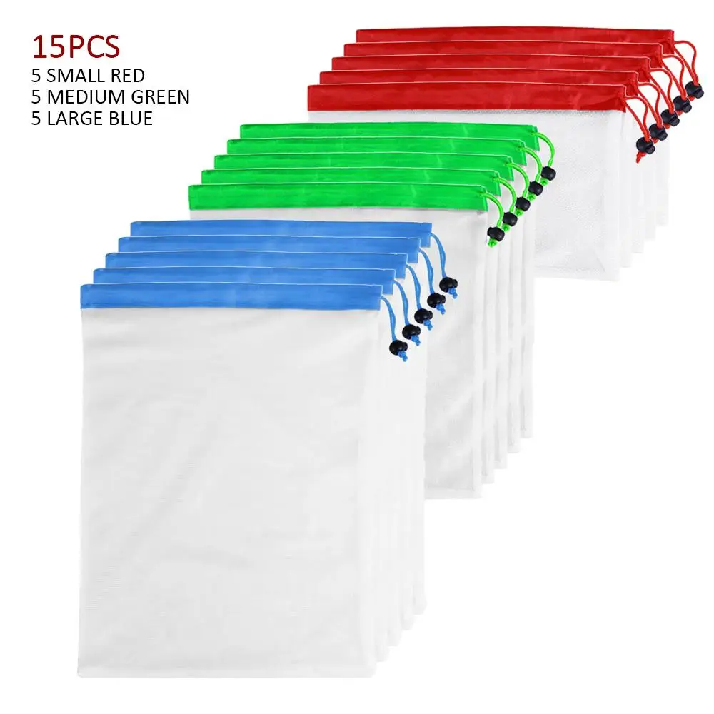 

Fruit Storage Bag 15pcs/Set Case Durable Frosted Material Cartoon Bags Storage Bag Portable Travel Storage Bag Box Drawstring