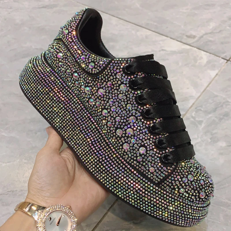 

2021 Casual Fashion High Quality Women Running Shoes Diamond Sequins Height Increasing Sport Shoes for Women Outdoor Sneakers