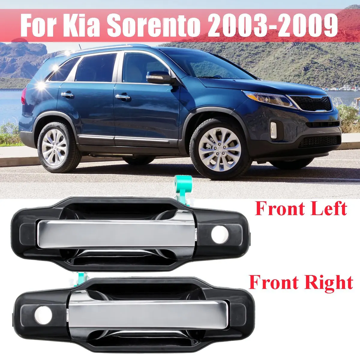 Ручка наружной двери для Kia Sorento 2003 2004 2005 2006 2007 2008 2009 #82660 3E021 826603E021 хром LHD передняя