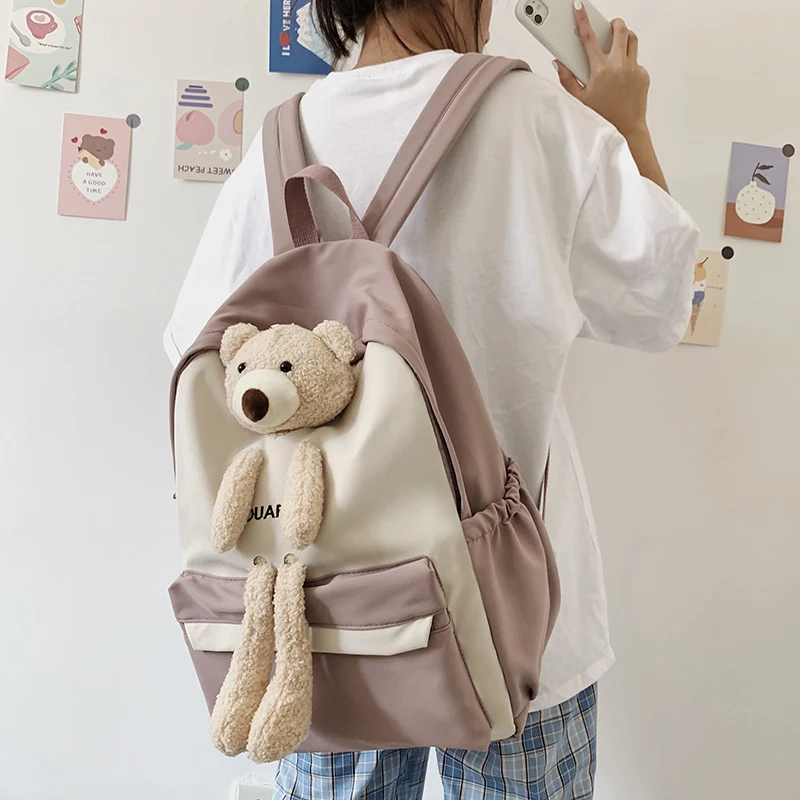 Женский рюкзак с подвеской в виде большого медведя для девочек