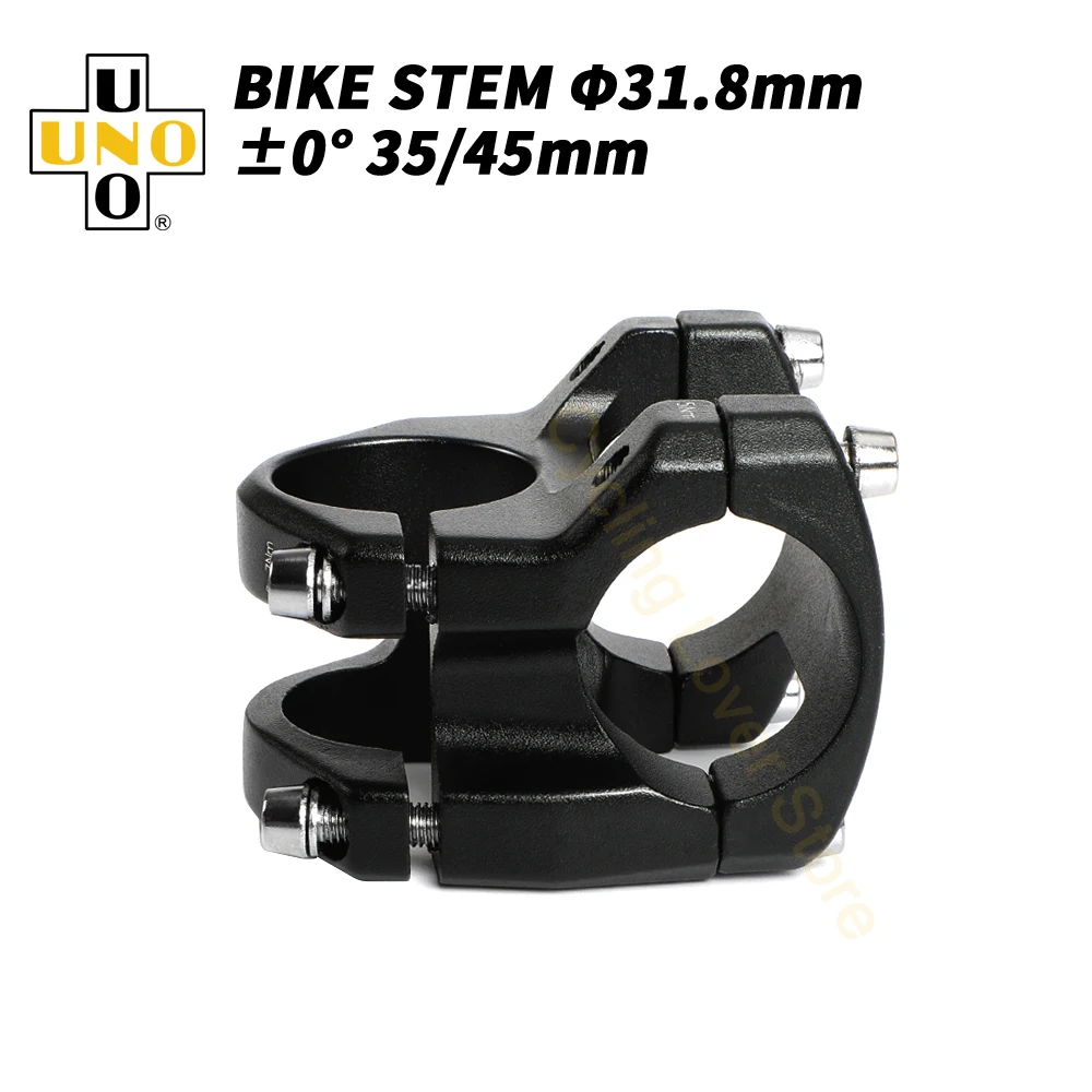 UNO Bicycle Handlebar Stem 0 Degree MTB Power 31.8mm Mountain Bike Stem 35/45mm Ultralight Kalloy UNO Bicycle Pieces