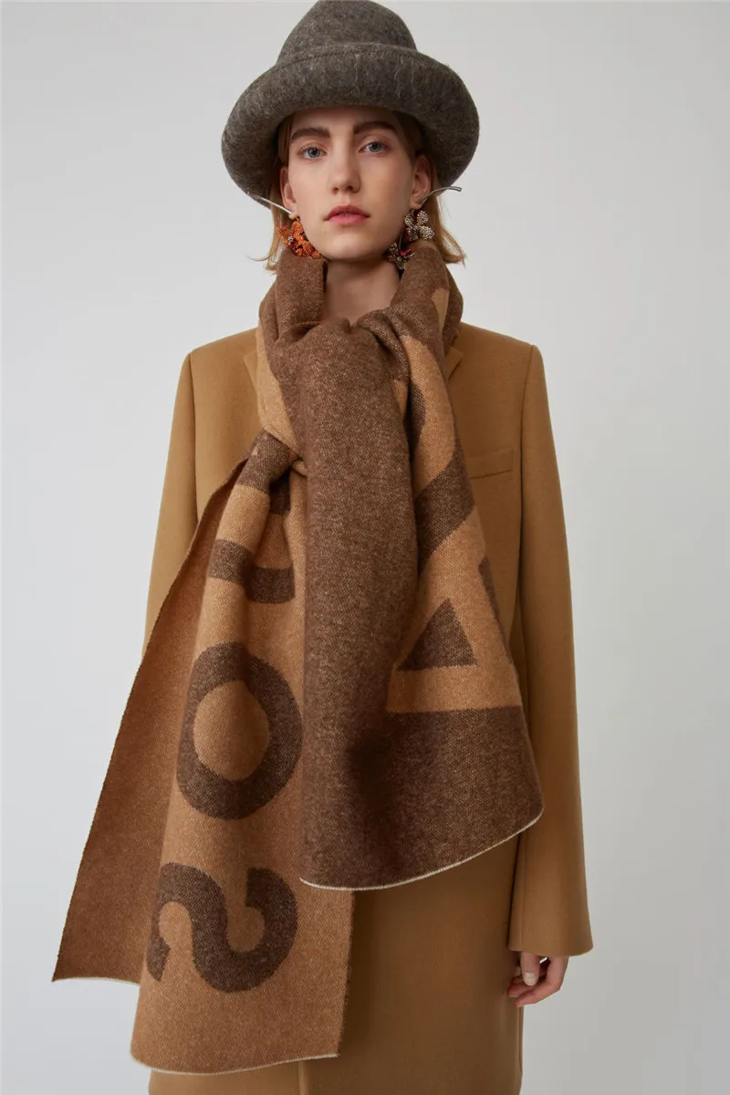 

New Scarf for Autumn and Winter in America in 2021,Foreign Trade Pure Color Letter Logo Scarf,Cashmere-like couple Scarf Shawl