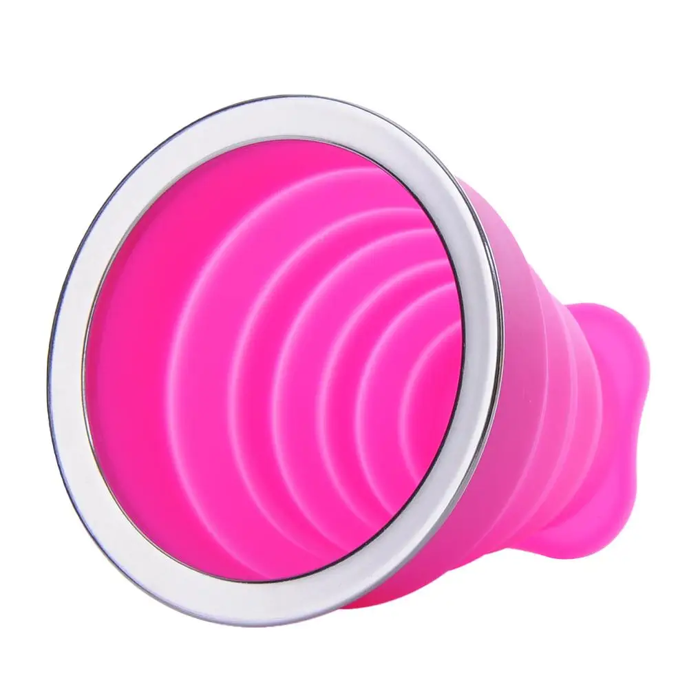 Hot Pink 240 мл дорожная чашка из нержавеющей стали силиконовые выдвижные складывающиеся чашки телескопические складные кофейные чашки для спорта на открытом воздухе - Цвет: Hot Pink