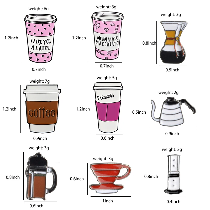 Эмалированная заколка для кофе кофейных зерен чашки латте капучино Шпилька