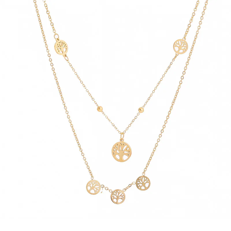 

Ins wish tree Coin Necklace long female hip hop net red coin sweater chain double layer accessories jewelry stainless steel