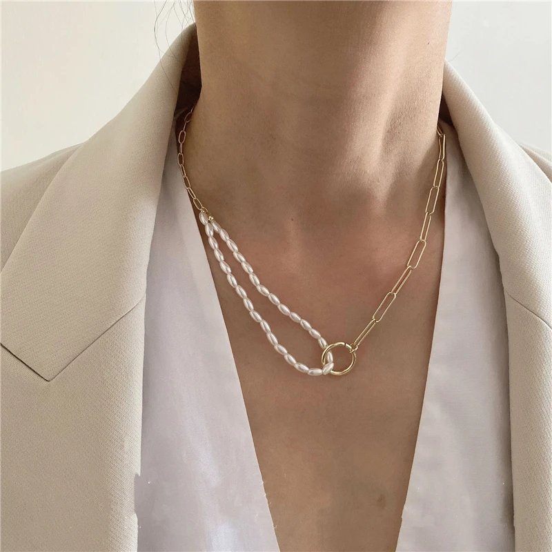 

Kpop retro Fashion Elegant Double layer natural Pearl Choker necklace For Women Girls Party Chain Necklace Aesthetic jewelry