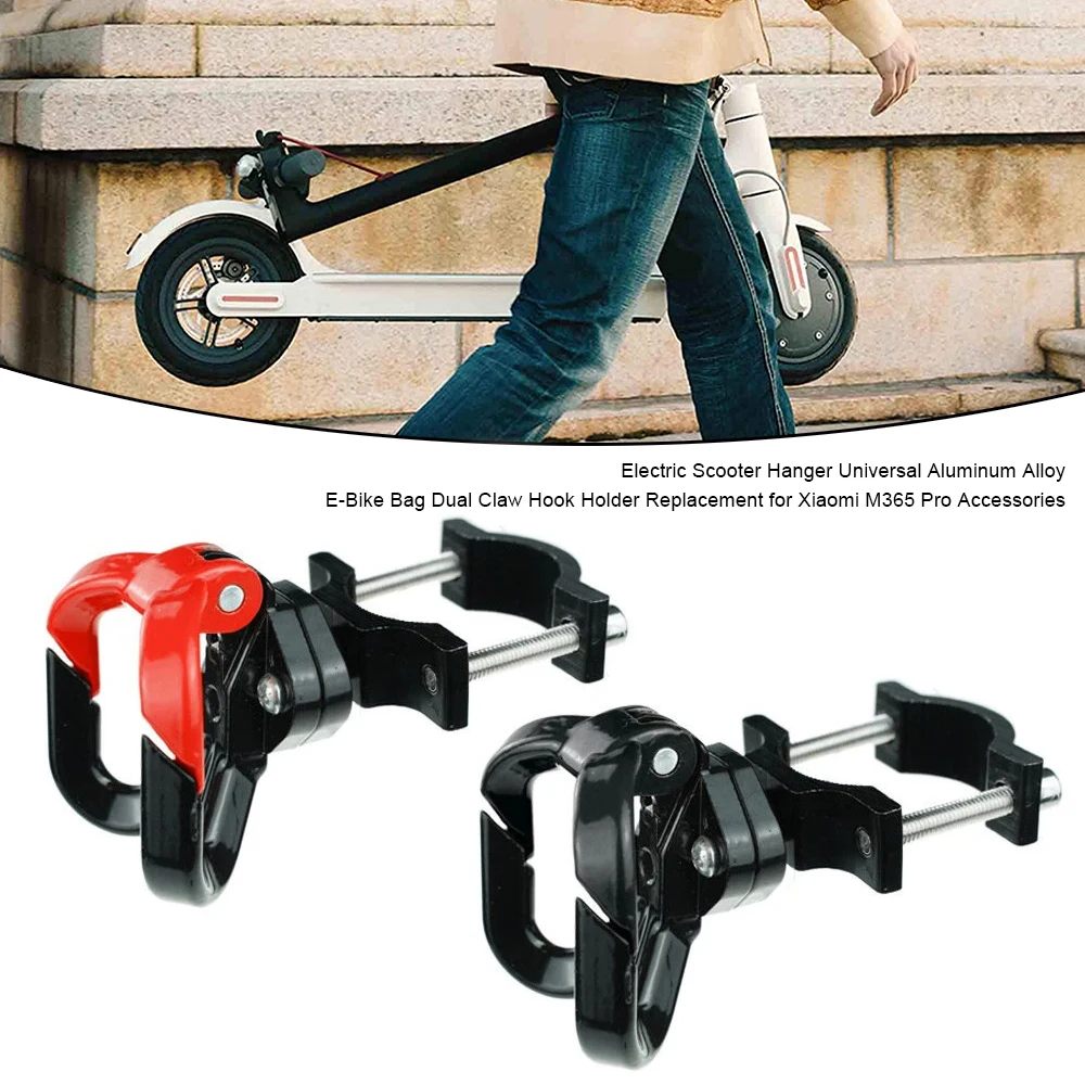 

1pcs Double Hook For Xiaomi M365 Pro Electric Scooter Hang Bag Claw Hanger Aluminum Alloy Metal Hook Accessories Scooter Parts