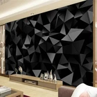 Самоклеящиеся 3D-обои на заказ, черные треугольные геометрические узоры, фоновые водонепроницаемые фотообои для гостиной, телевизора, домашний декор