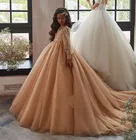 Роскошное блестящее Тюлевое платье с цветами для девочек свадебное платье для маленькой принцессы для дня рождения детское платье