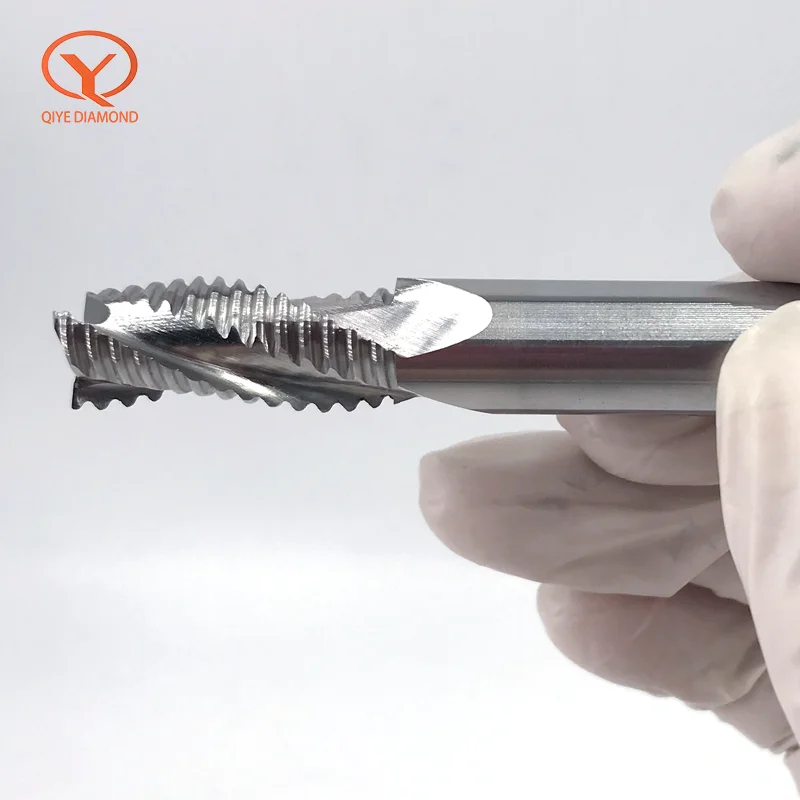 QIYE твердосплавная концевая фреза для черновой обработки 3 канавки 4 резцы с ЧПУ