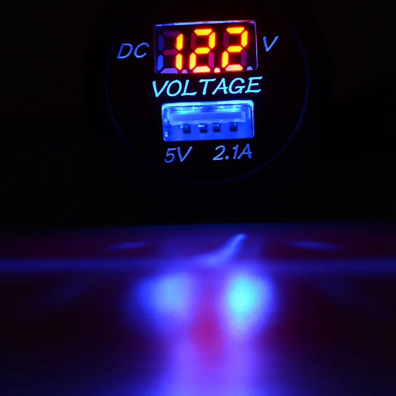 2in1 светодиодный DC12V 24V 2.1A Универсальный Автомобильный Зарядное устройство USB