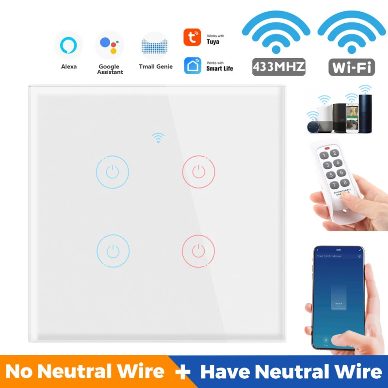 

Smart Home New Graffiti Smart Touch Switch Home Wall 1/2/3/4TUYA WiFi 433MHZ Button For Alexa And Google Home Assistant