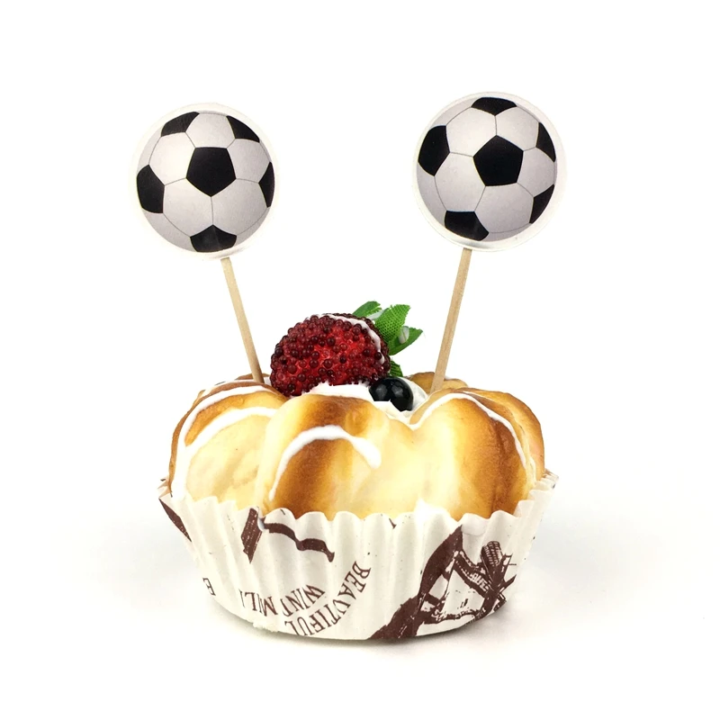 24 шт. топперы для кексов в футбольной тематике палочки мальчиков украшение