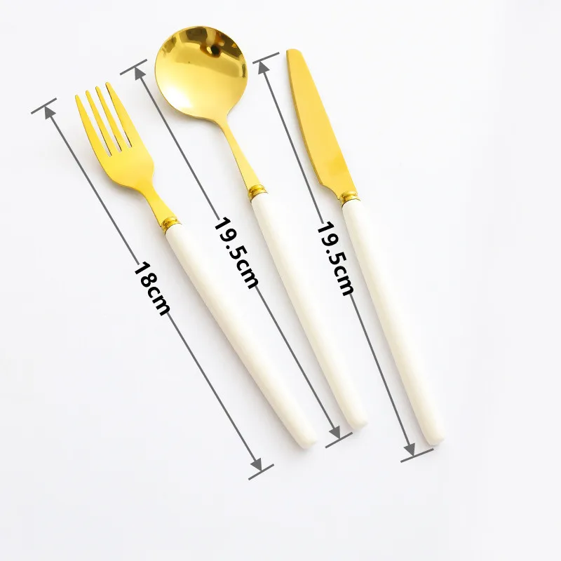 

18 PCS Ceramic Tableware Fork Spoon, Knife Set gold Cutlery Set 304 Stainless Steel Dinner Dinnerware Set Free Shipping Green