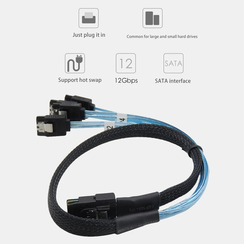 Кабель для передачи данных на сервере Mini SAS 36Pin Sff-8087 to 4X SATA 7Pin жесткий диск 12 Гбит/с