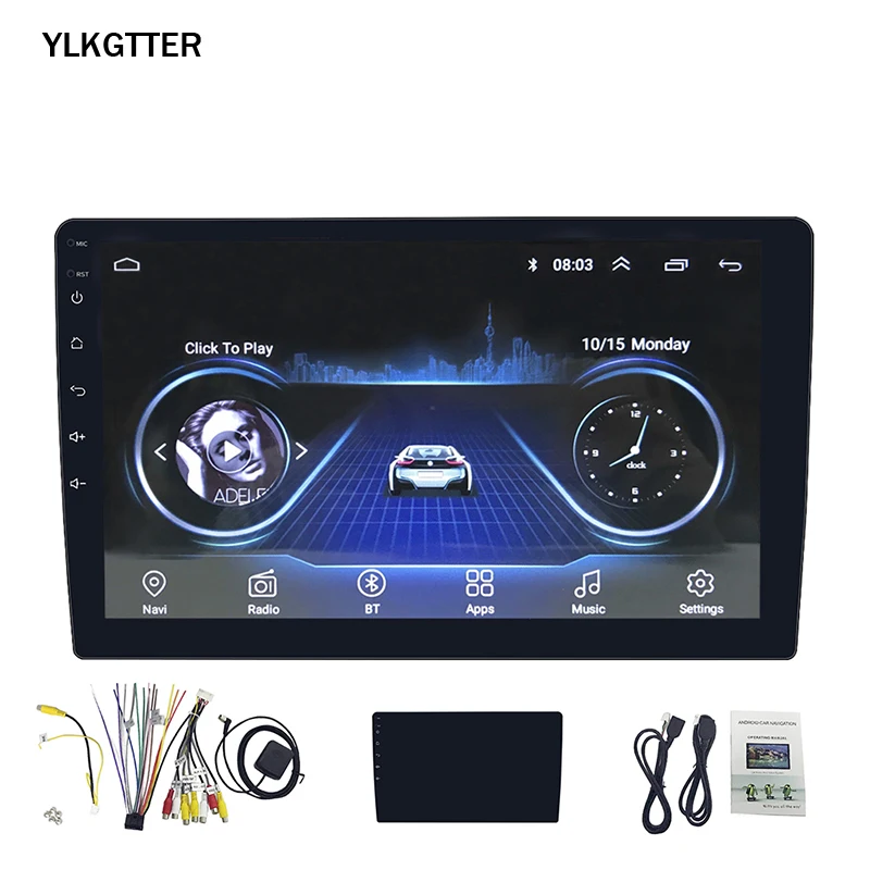 Автомобильный мультимедийный плеер сенсорный экран 10 1 дюйма GPS Android HD Bluetooth Wi