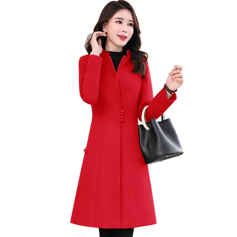 

High-quality woolen coat women's autumn winter mid-length Slim winter fashion thick warm wool windbreaker overcoat
