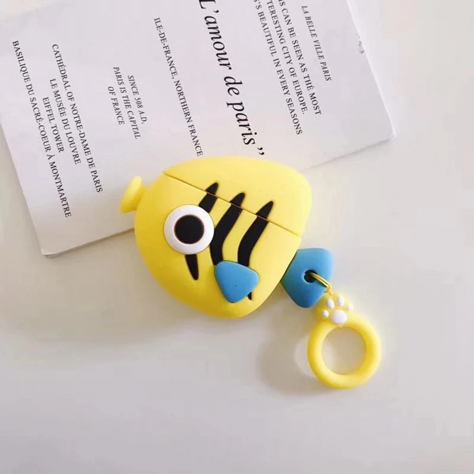 217-E 3D Силиконовый наушник чехол для Airpods 2 Чехол милые собаки рыбы мультипликационные наушники чехол для Apple Air pods чехол для Earpods брелок - Цвет: 217-E