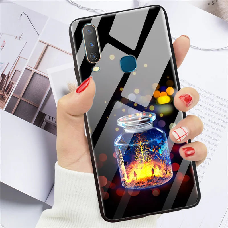 Чехол из закаленного стекла для Vivo Y17, чехол, жесткая задняя крышка для Vivo Y15, чехол для Vivo Y12, чехол из ТПУ, бампер для Vivo Y3, чехол, Funda