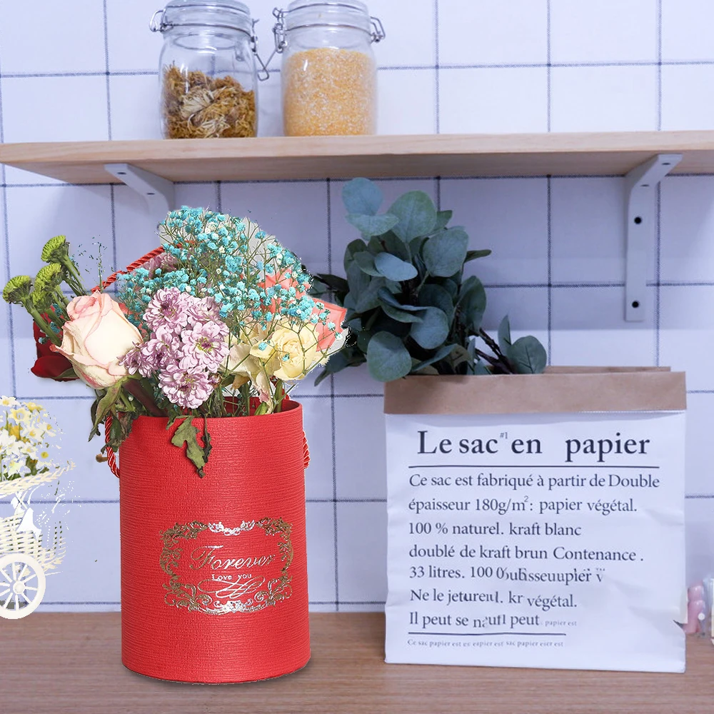 Круглой формы в форме цветка Бумага Коробки креативная ручной Hug ведро вазы для