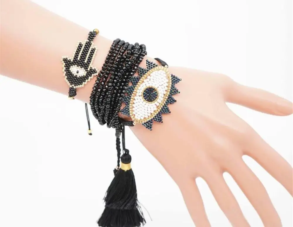 SANDEI Бусы Браслеты с подвесками полный комплект ювелирных изделий Злой Глаз Хамса