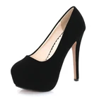 Туфли-лодочки на высоком каблуке из флока, Привлекательная модель, модная брендовая повседневная обувь на ремешке для шоу вечерние, женская обувь высокого качества, 55-46