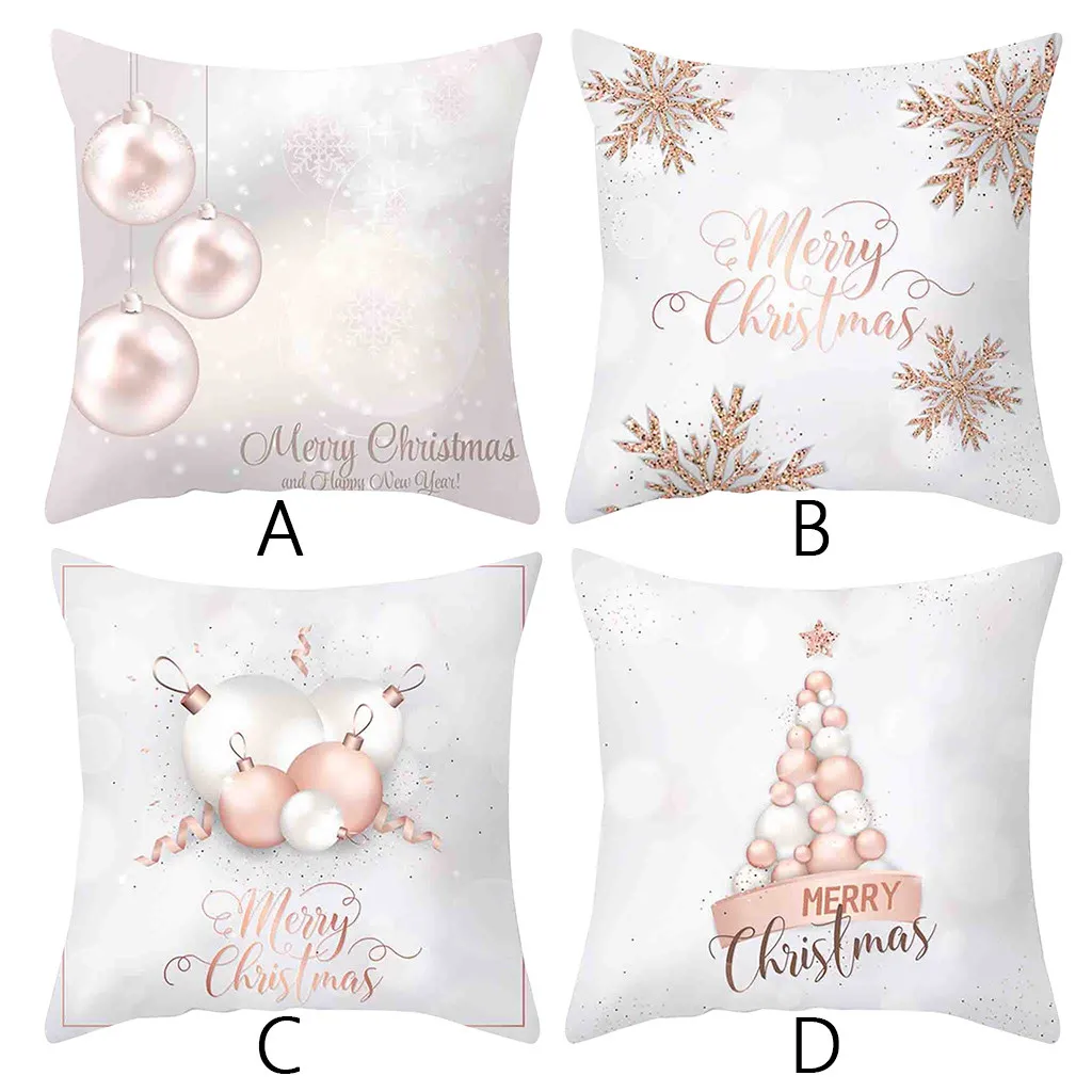 

4pcs Merry Christmas Linen Pillowcase Environmental Protection Fashion Sofa Pad Set Home Decoration Inch Funda de almohada