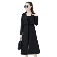 women windbreaker mid length autumn coat 2021 female new style over the knee korean style thin spring popular coat jacket a282ch