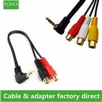 3 5mm male plug 90 degree right angled to 2rca 3rca female adapter audio y cable 0 2m20cm