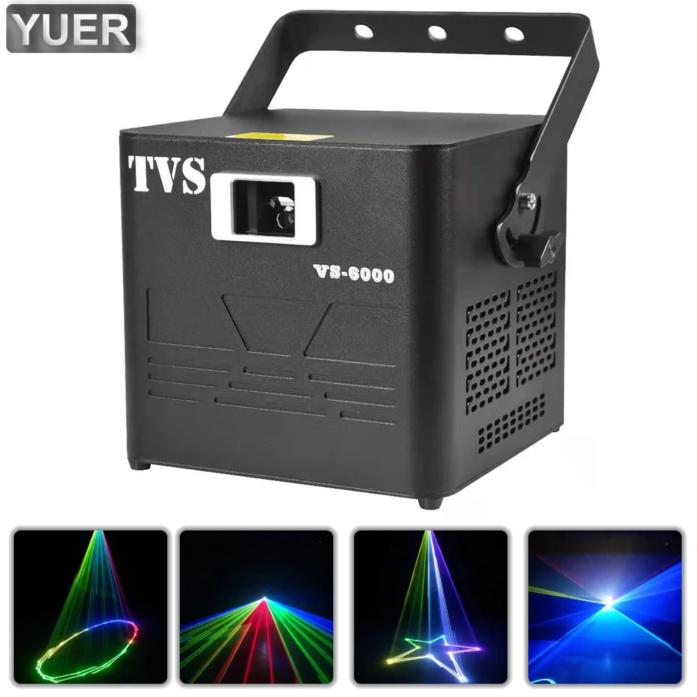 

RGB 6W DMX512 Laser Scanner Projector Stage Lighting Effect Party Xmas DJ Disco Show Lights Full Color Animation Laser Light